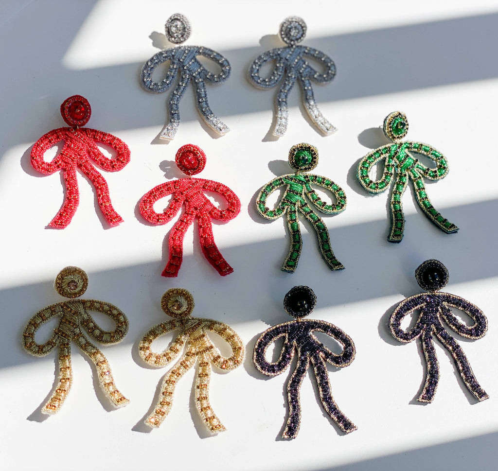 Coquette Embroidered Earrings | Dazzling Sterling