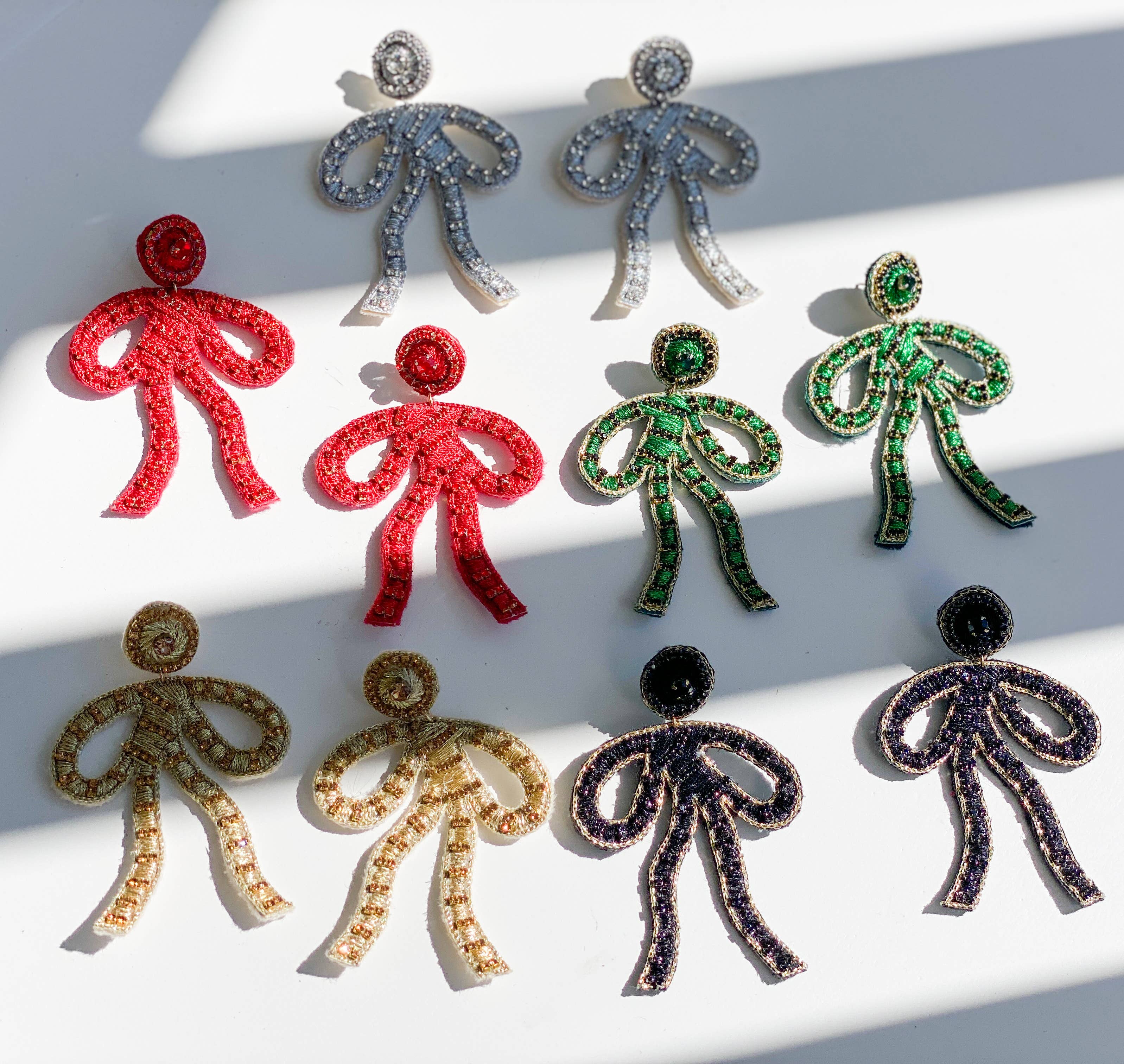 Coquette Embroidered Earrings | Dazzling Sterling