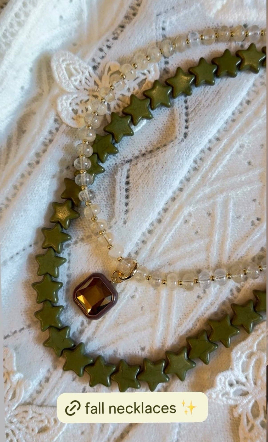 Harvest Pendant Beaded Necklace - Toasted Almond