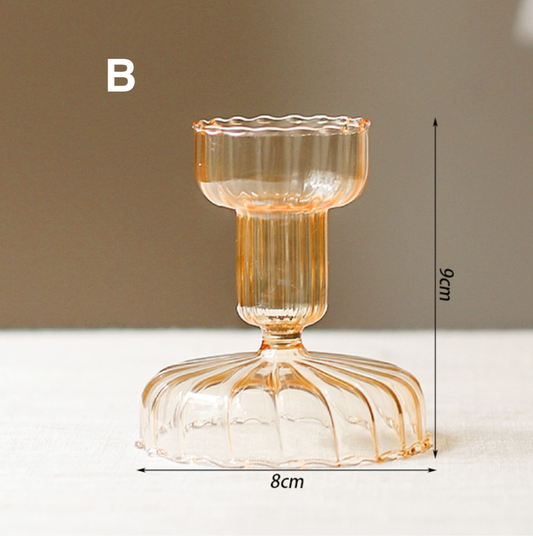 Vintage Style Glass Candlestick Holder: B