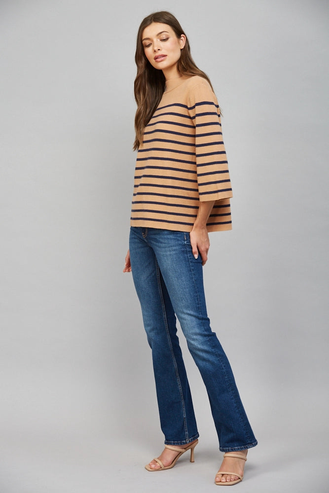 striped davis mock neck sweater