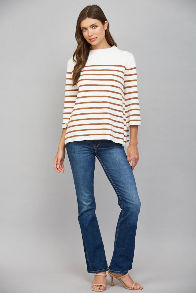 striped davis mock neck sweater