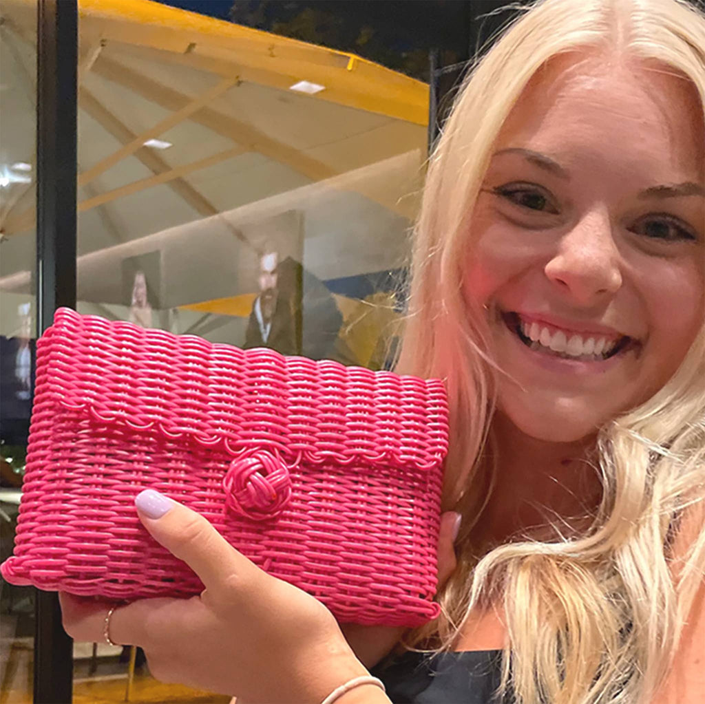 clutch solid hot pink