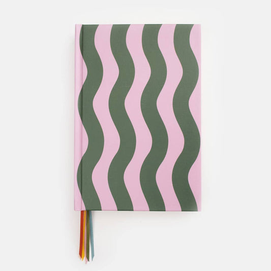 Lilac/ Green Wave Stripe Multi Ribbon Notebook