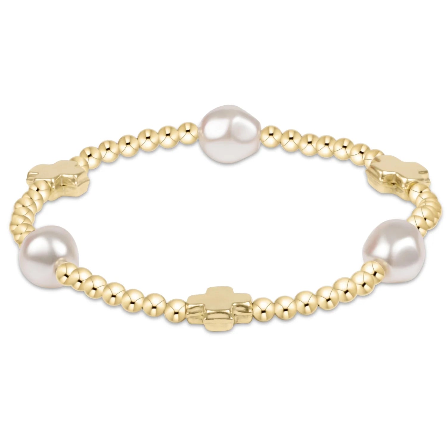 signature cross admire pearl pattern 3mm bead bracelet