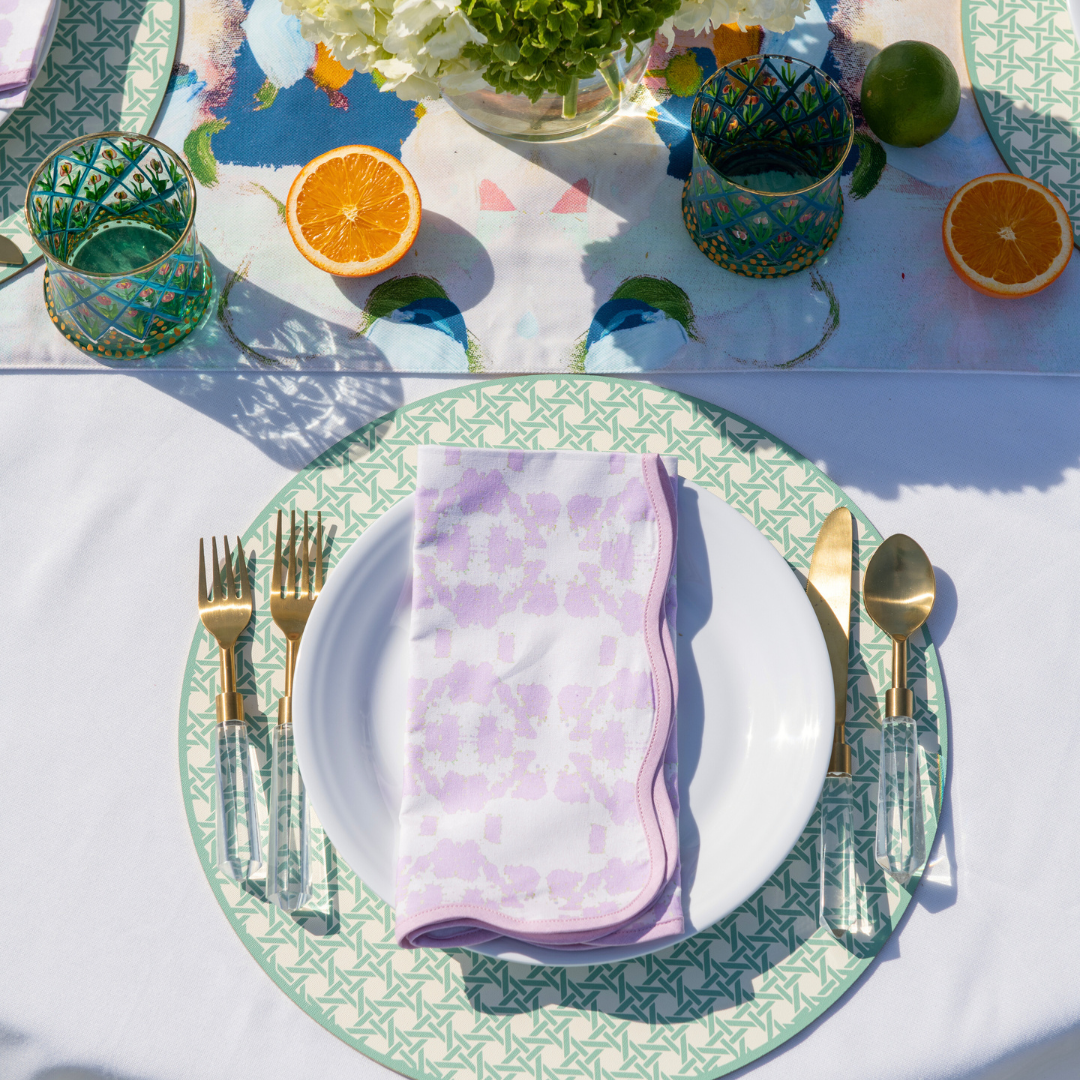 Mosaic Lavender Scalloped Dinner Napkins