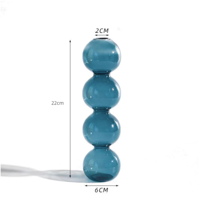 Bubble Shape Glass Vase: Blue-Pink / Short 3 Balls