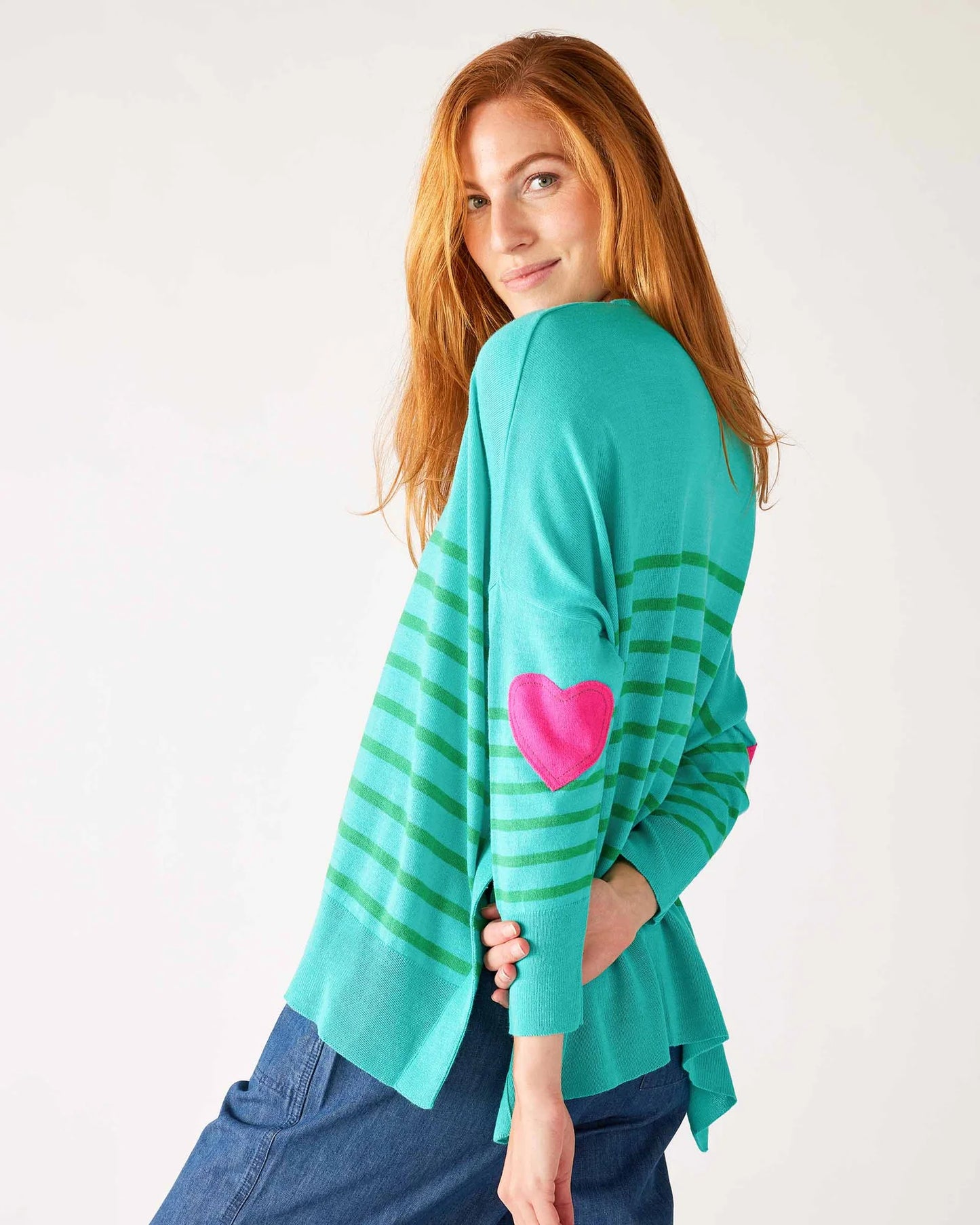amour sweater with heart patches