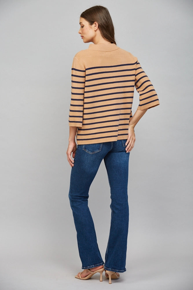 striped davis mock neck sweater