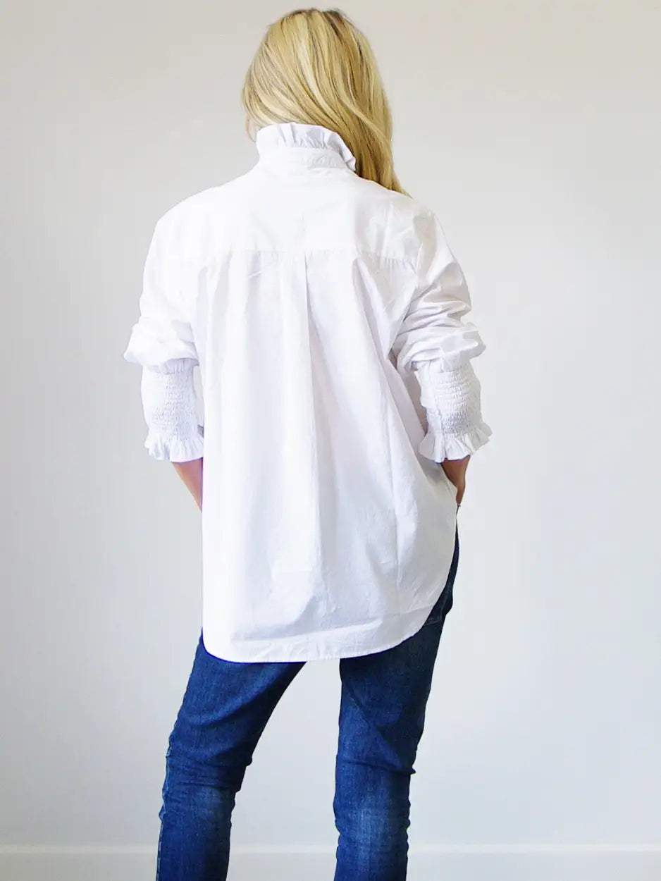 poppy white cotton poplin blouse