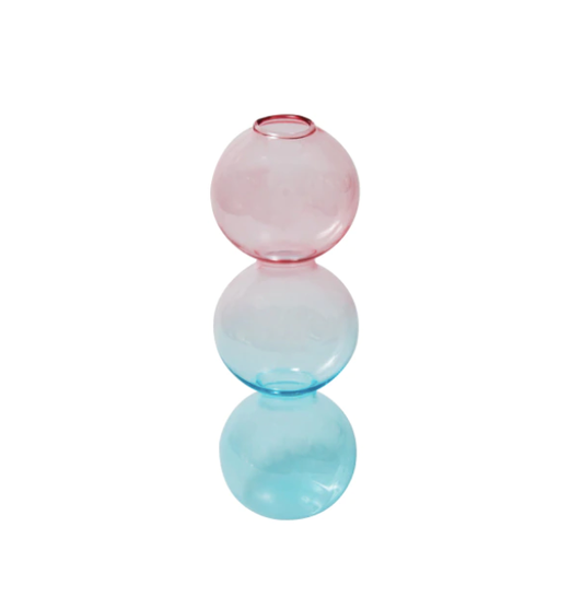 Bubble Shape Glass Vase: Blue-Pink / Short 3 Balls