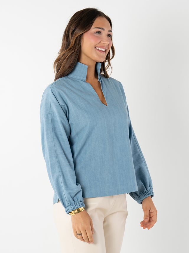 poppy long sleeve top denim