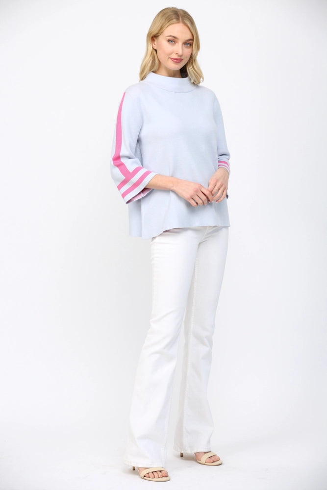 davis color block trim mock neck sweater