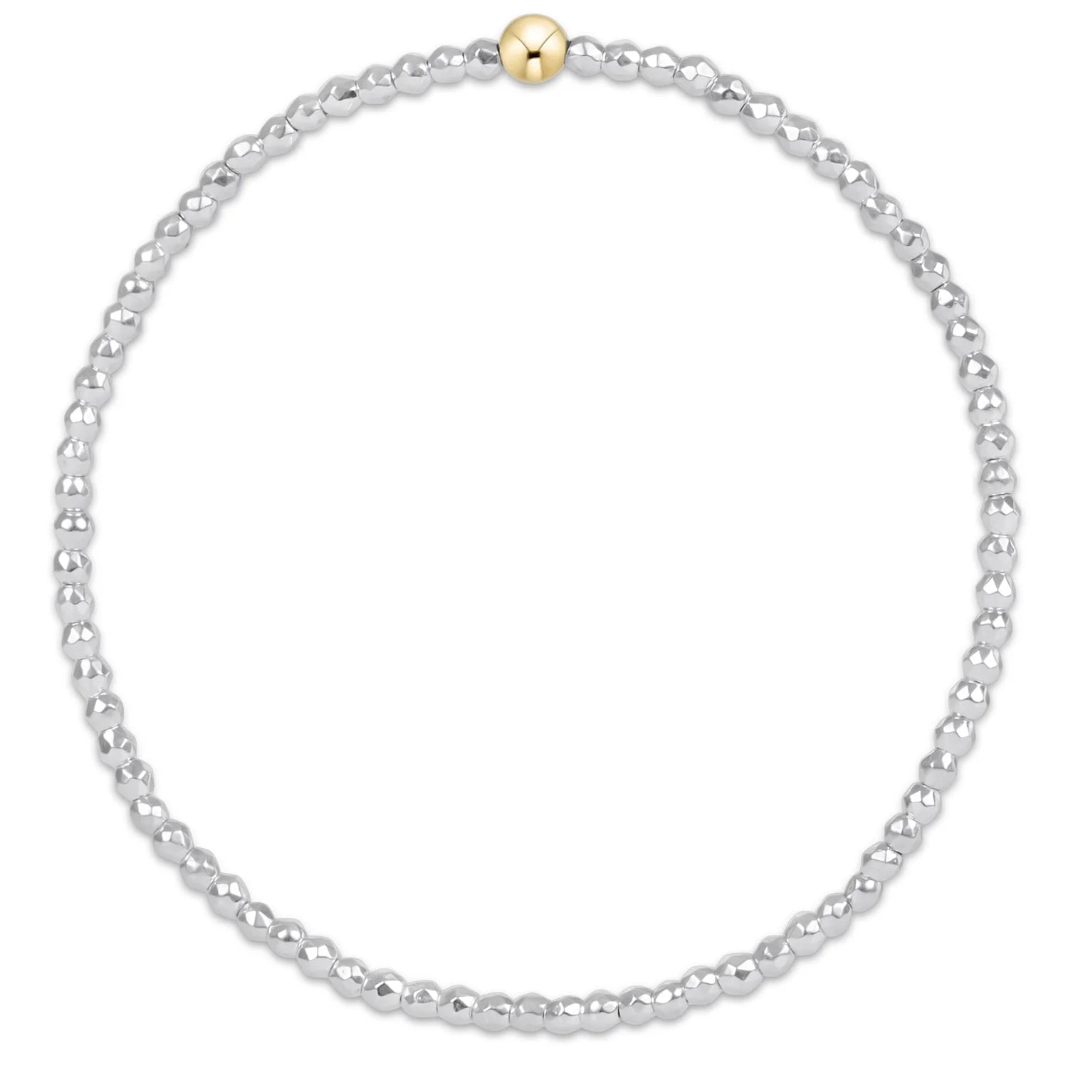 bright silver faceted hematite 2mm bead bracelet