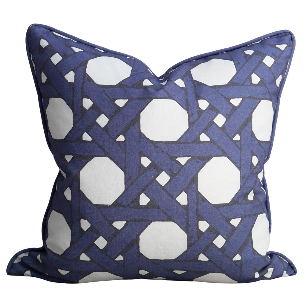 Cane Back Pillow in Navy