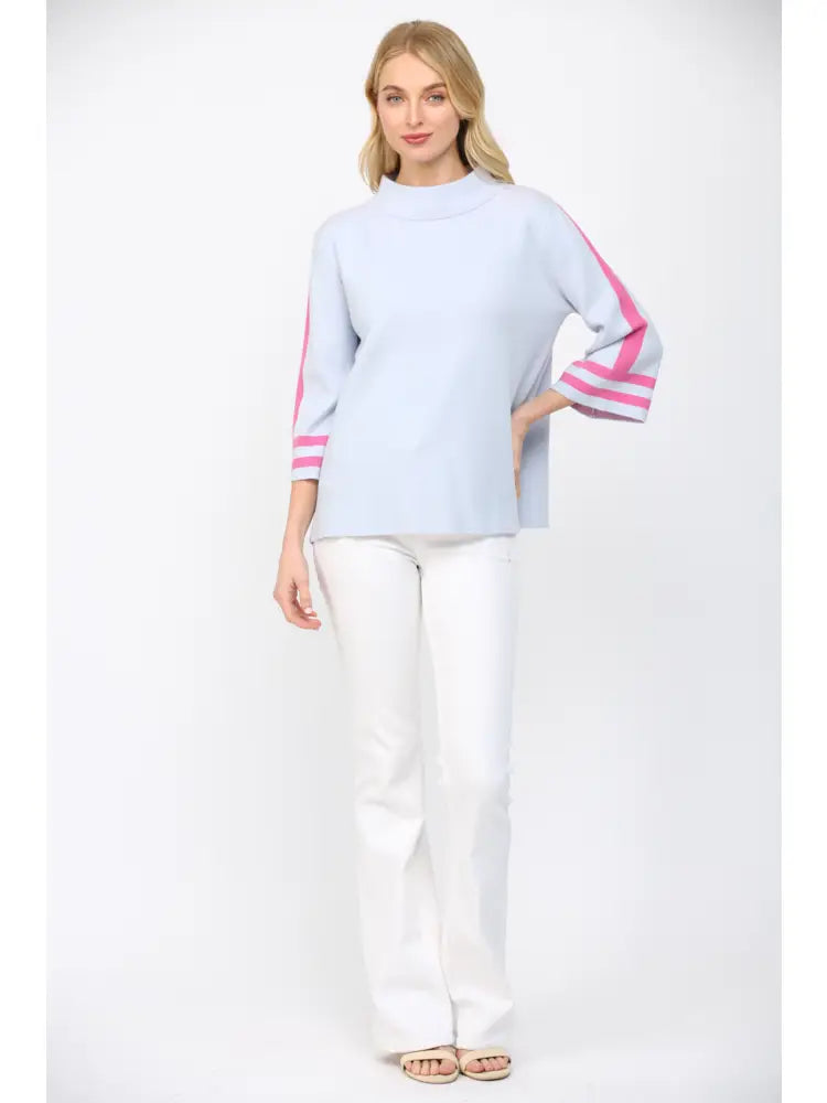 davis color block trim mock neck sweater