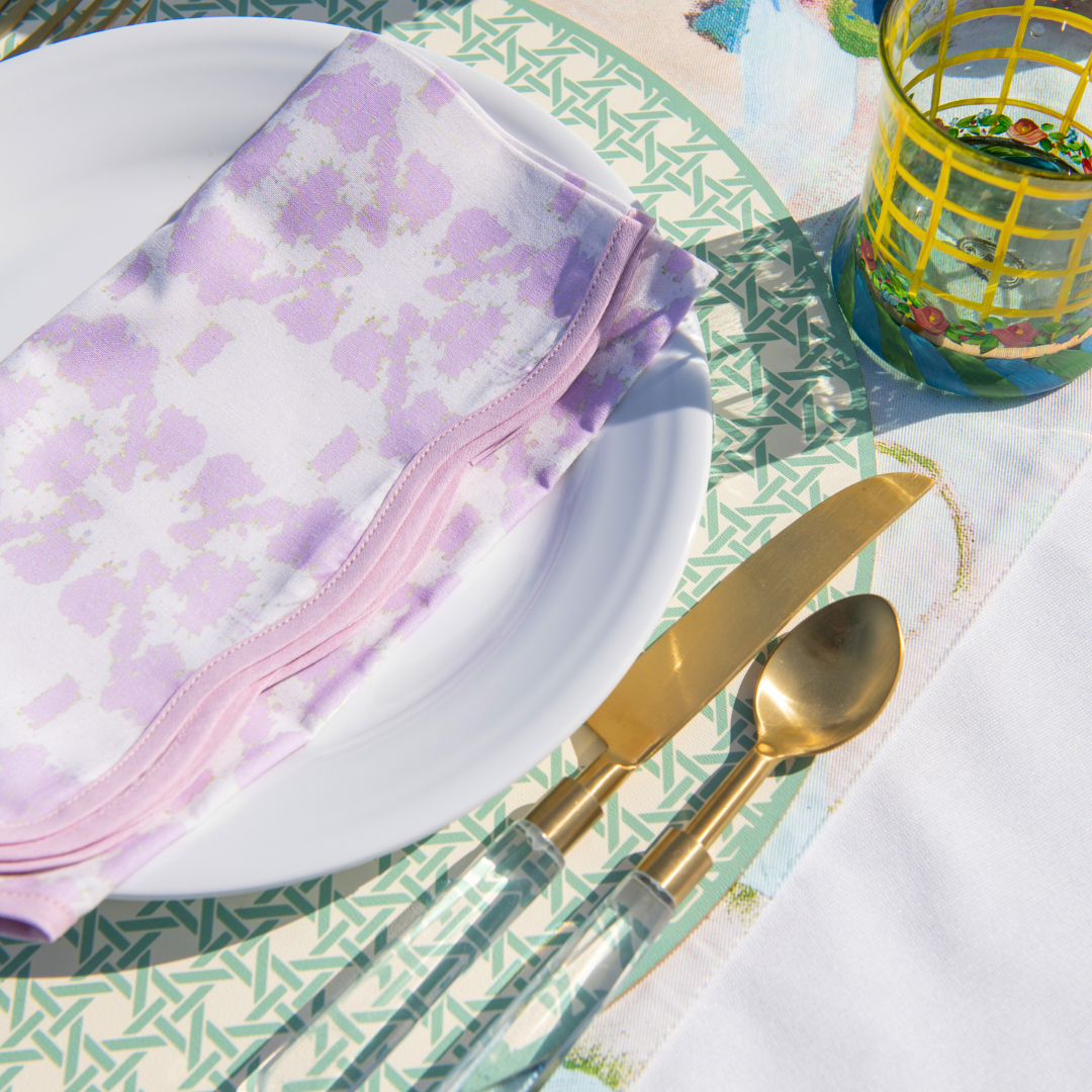 Mosaic Lavender Scalloped Dinner Napkins