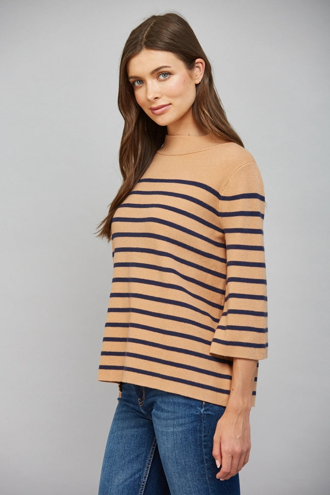 striped davis mock neck sweater