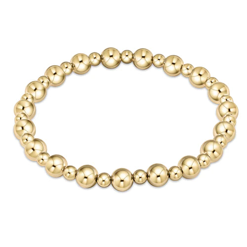 classic grateful pattern 6mm bead bracelet gold-extends