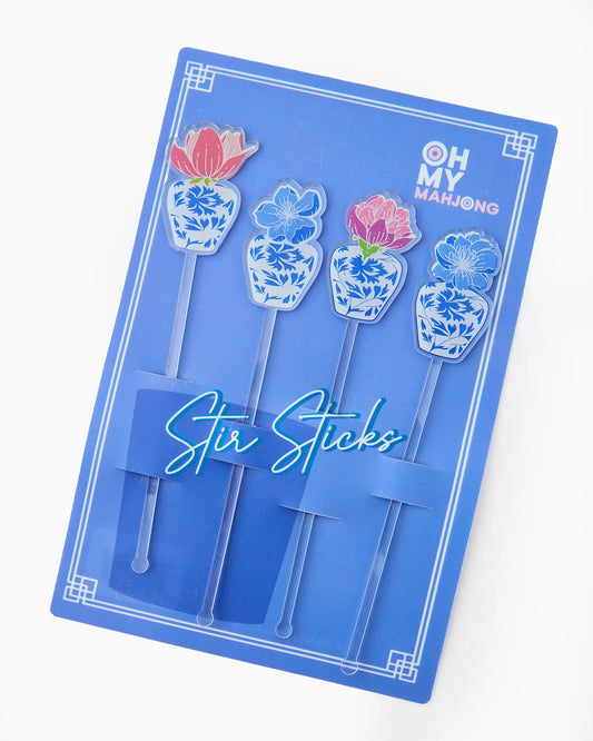 chinoiserie jar cocktail stir sticks