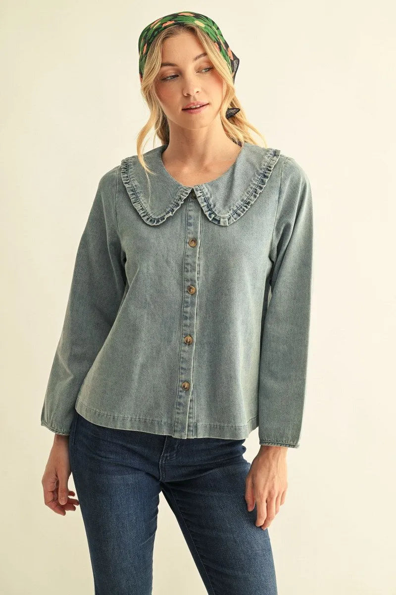 rose denim shirt