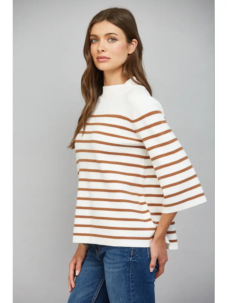 striped davis mock neck sweater
