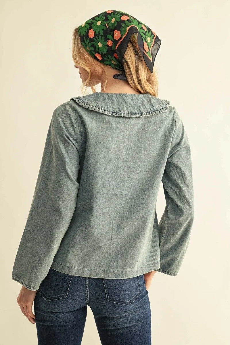 rose denim shirt