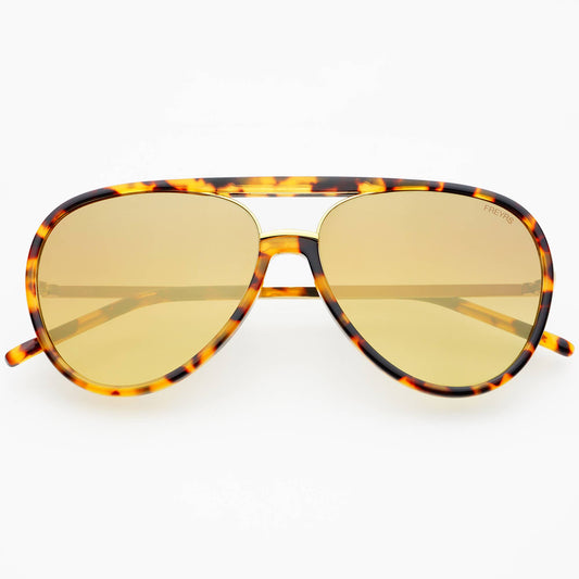 Shay Aviator Sunglasses tortoise gold mirror