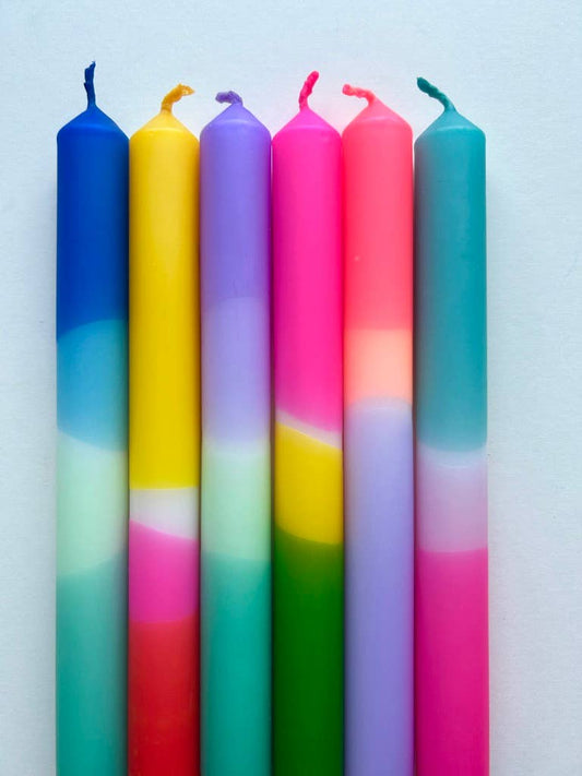 BESTSELLING BRIGHTS Dip Dye Dinner Candles set of 6
