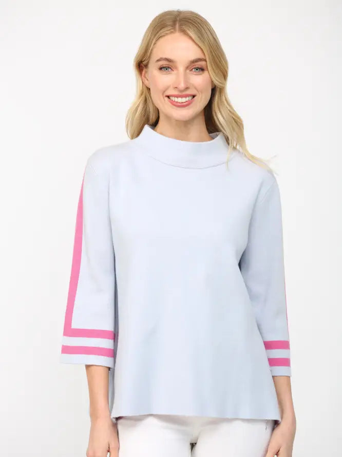 davis color block trim mock neck sweater