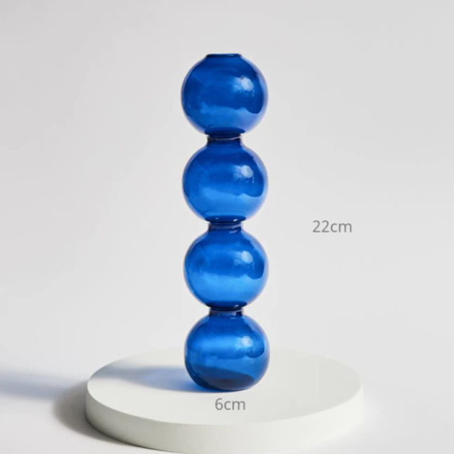 Bubble Shape Glass Vase: Blue-Pink / Short 3 Balls