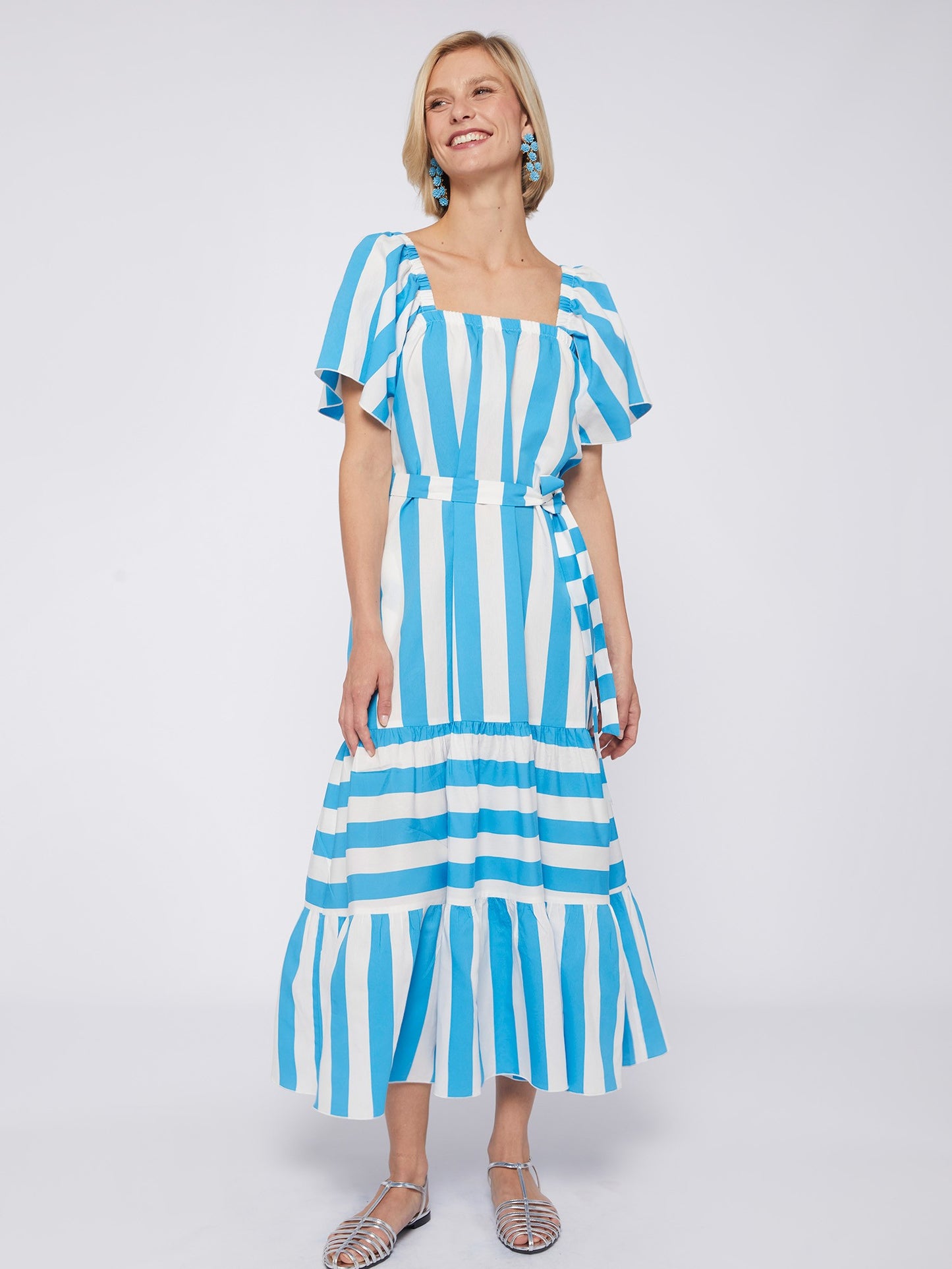 palmira turquoise stripe dress