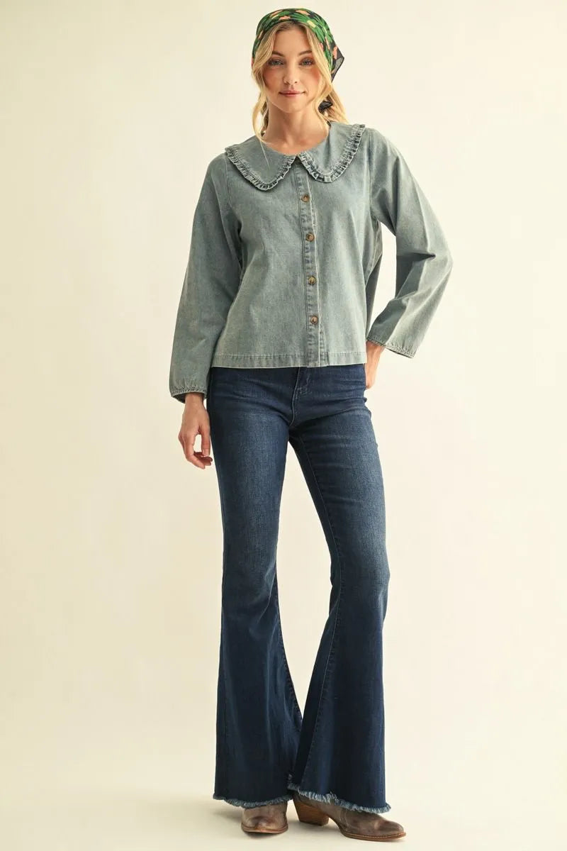 rose denim shirt