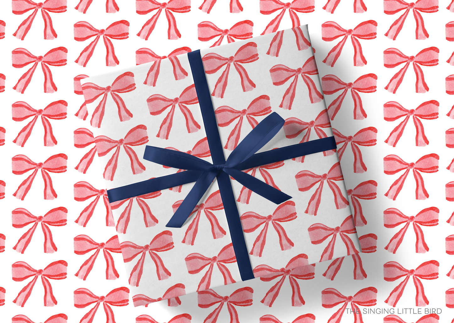 Red Bows Holiday Gift Wrap [Rolls of 3 Sheets]