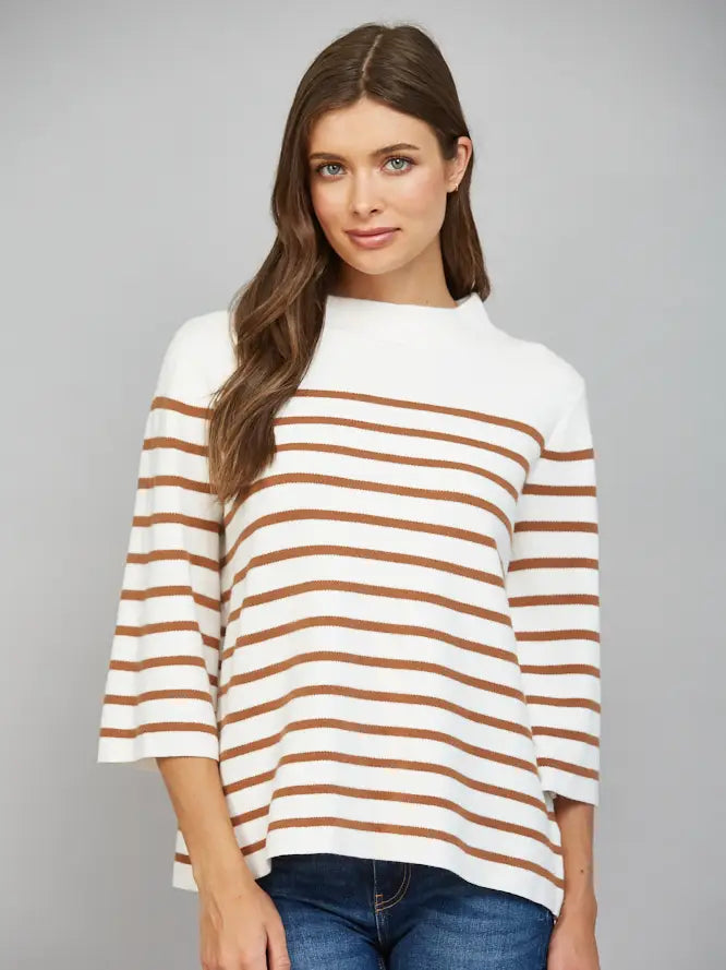 striped davis mock neck sweater