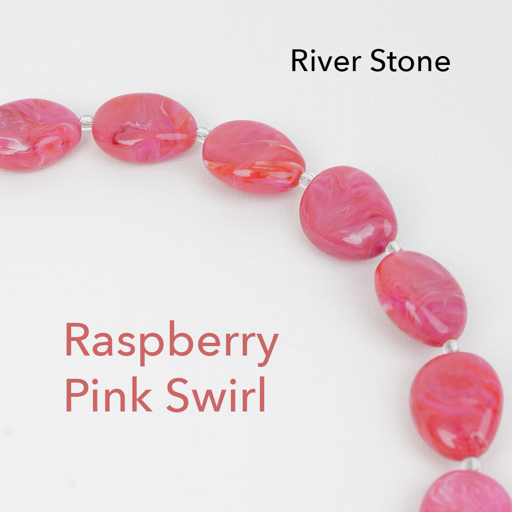 clutch strap river stone in raspberry pink swirl