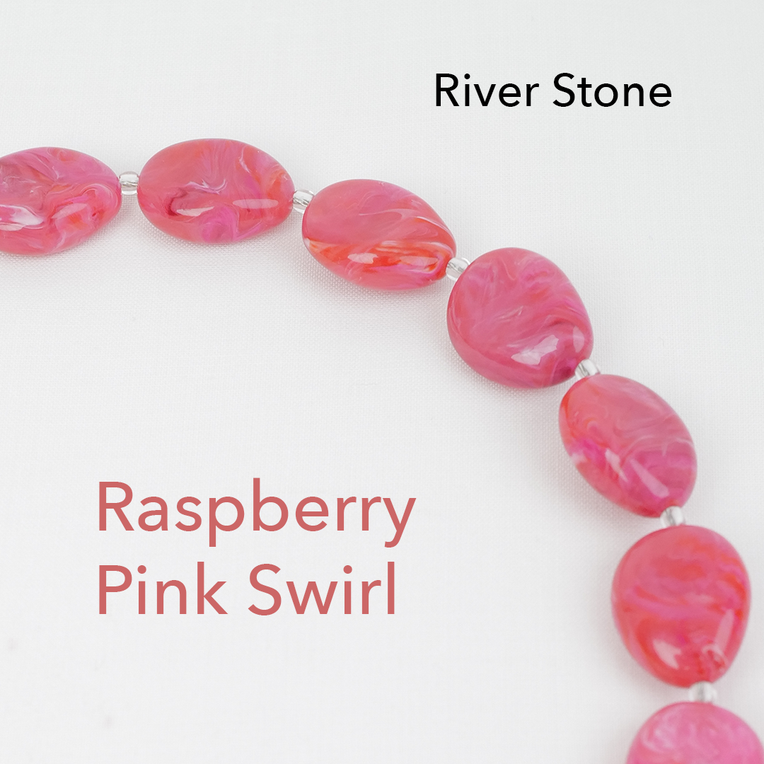 clutch strap river stone in raspberry pink swirl