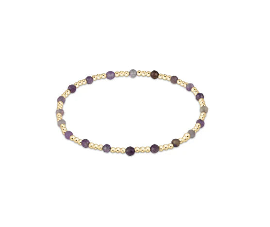 gemstone gold sincerity pattern 3mm bead bracelet amethyst