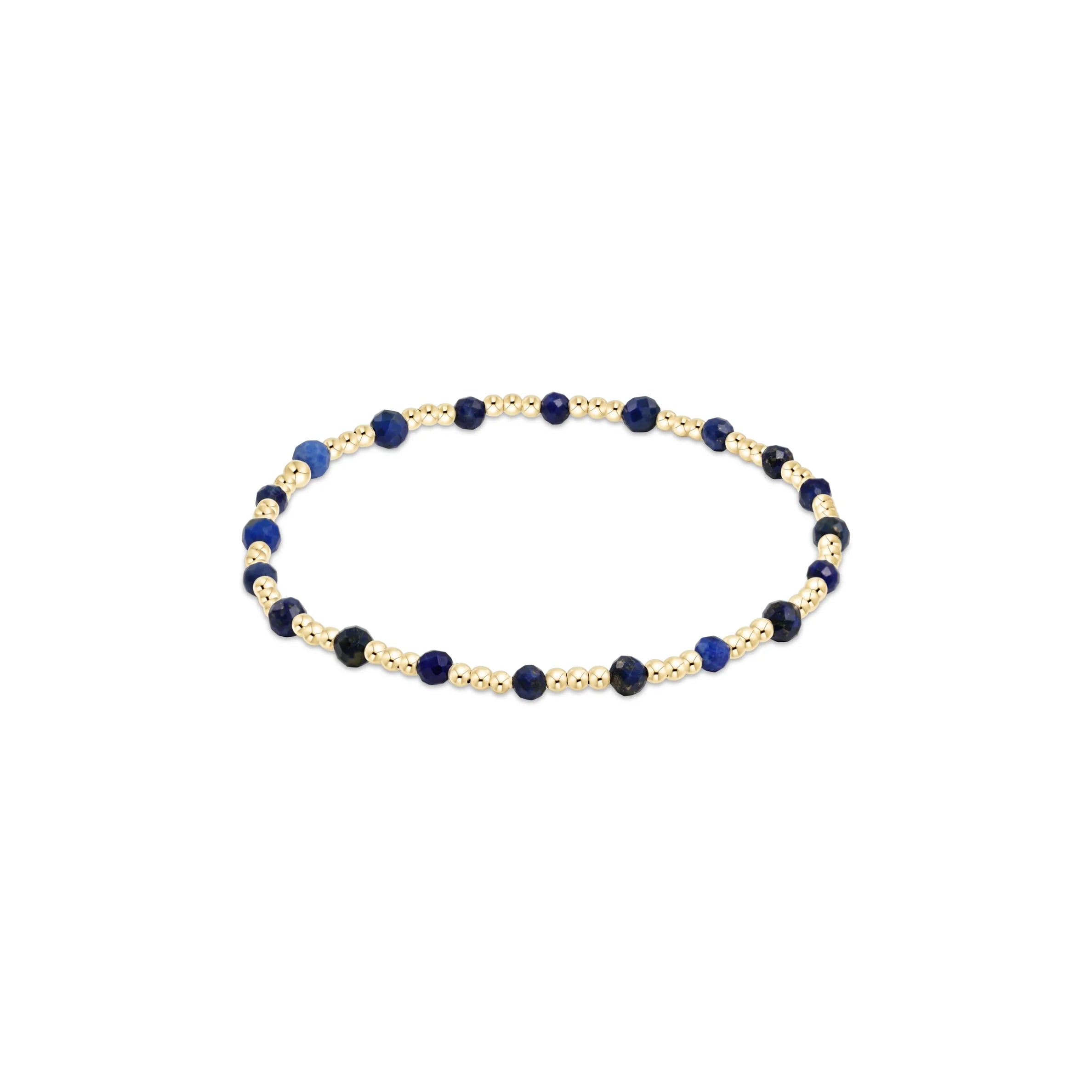 egirl gemstone gold sincerity pattern 3mm bead bracelet lapis