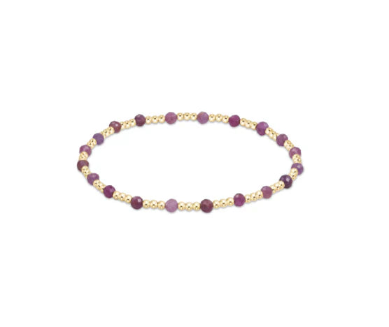egirl gemstone gold sincerity pattern 3mm bead bracelet ruby