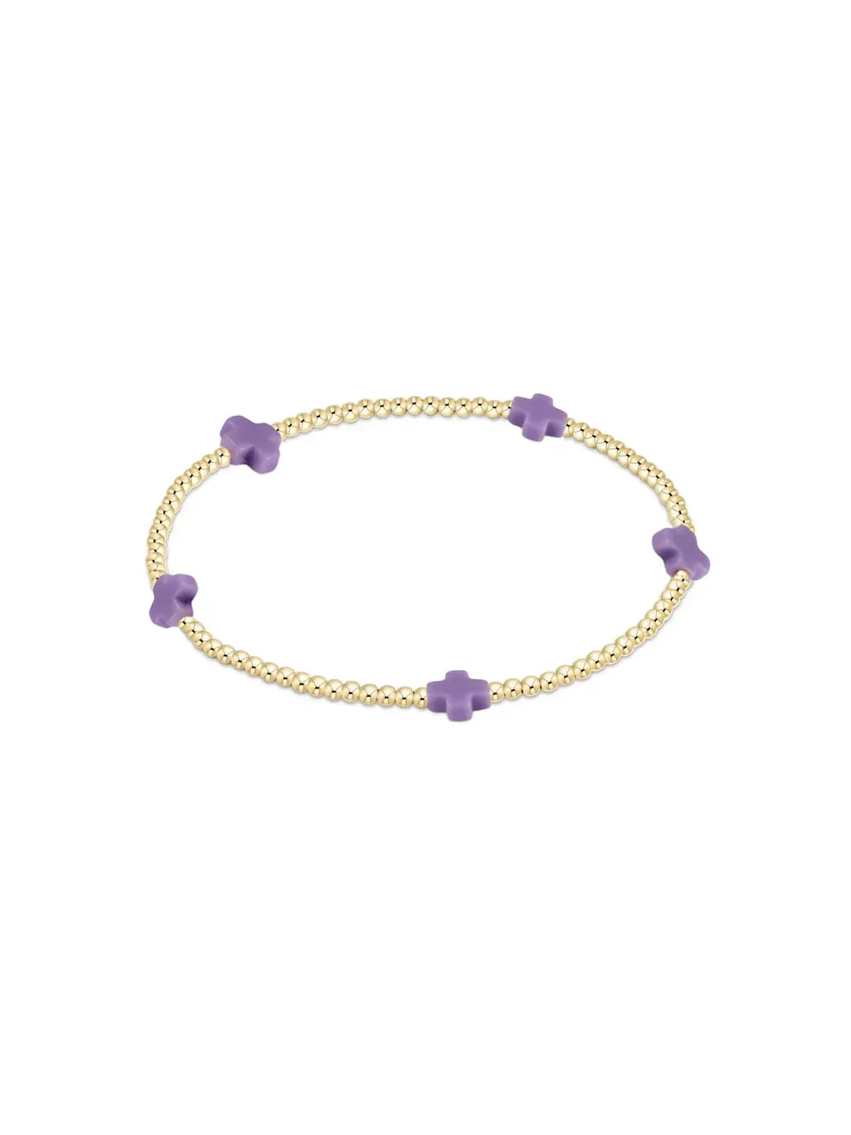 signature cross small gold 2mm bead bracelet purple