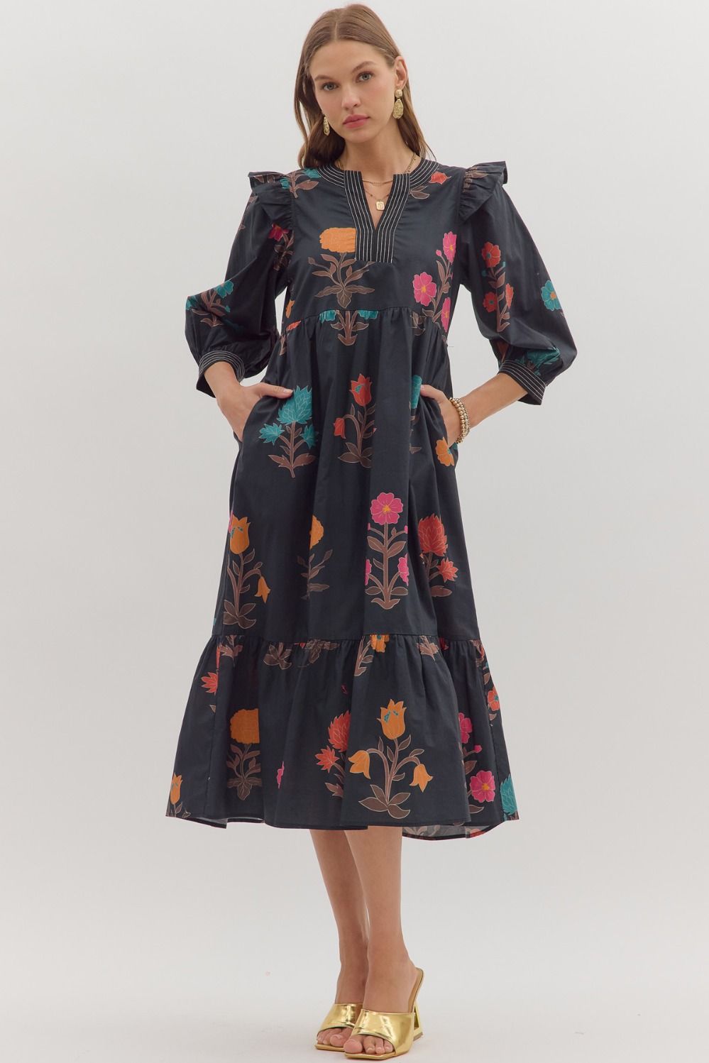 thea floral midi dress