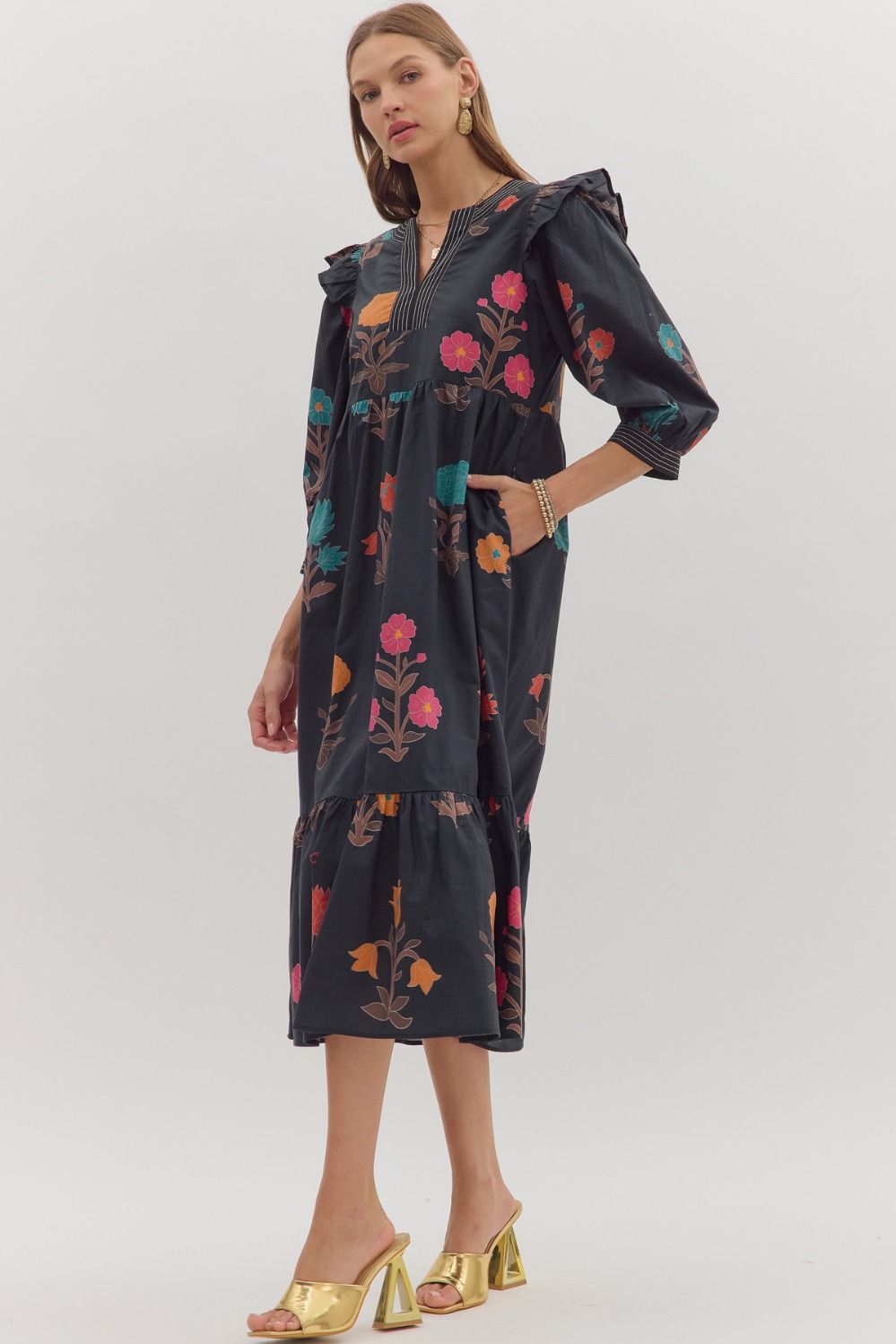 thea floral midi dress