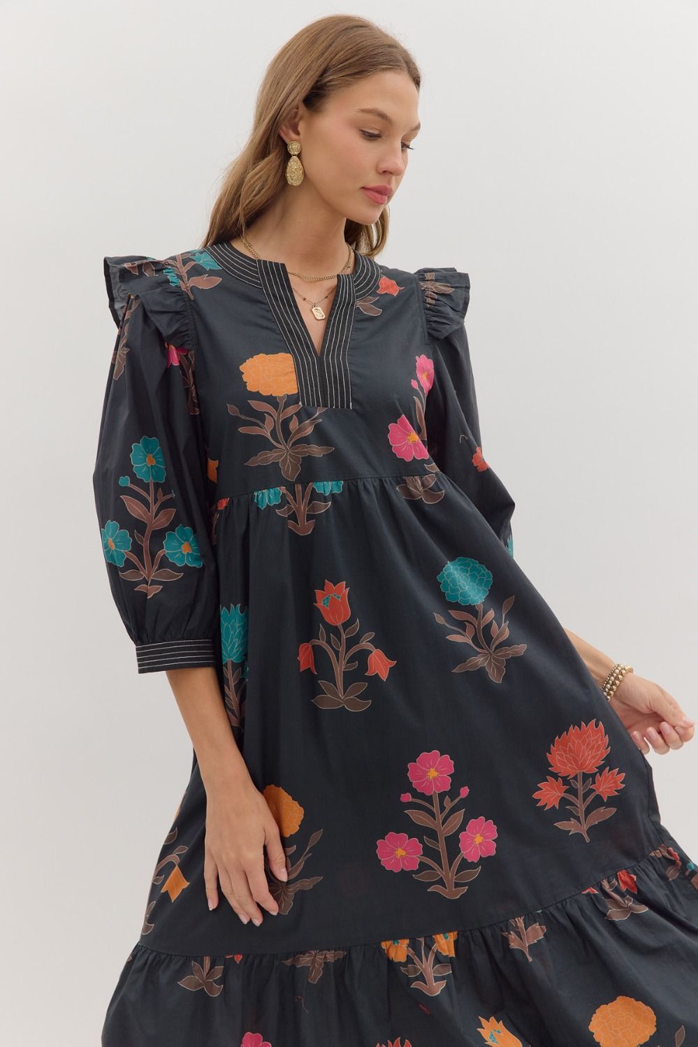 thea floral midi dress