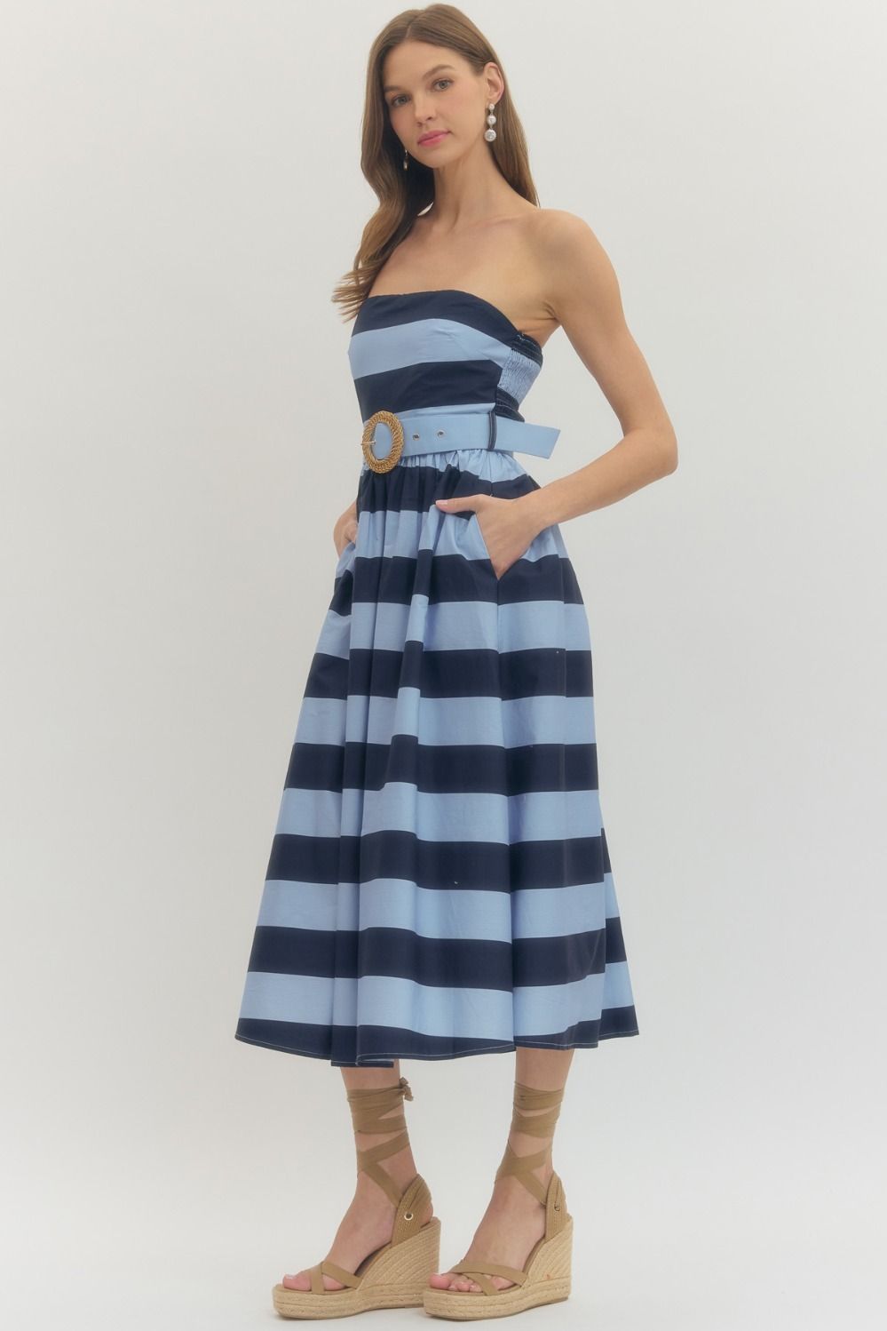molly stripe midi dress