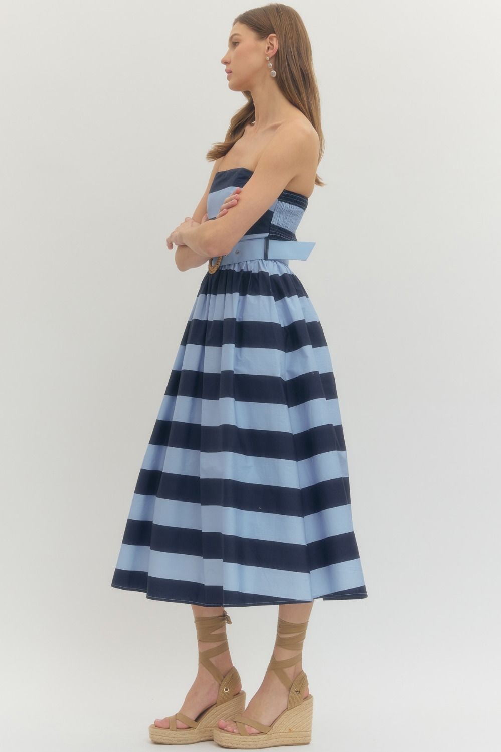 molly stripe midi dress