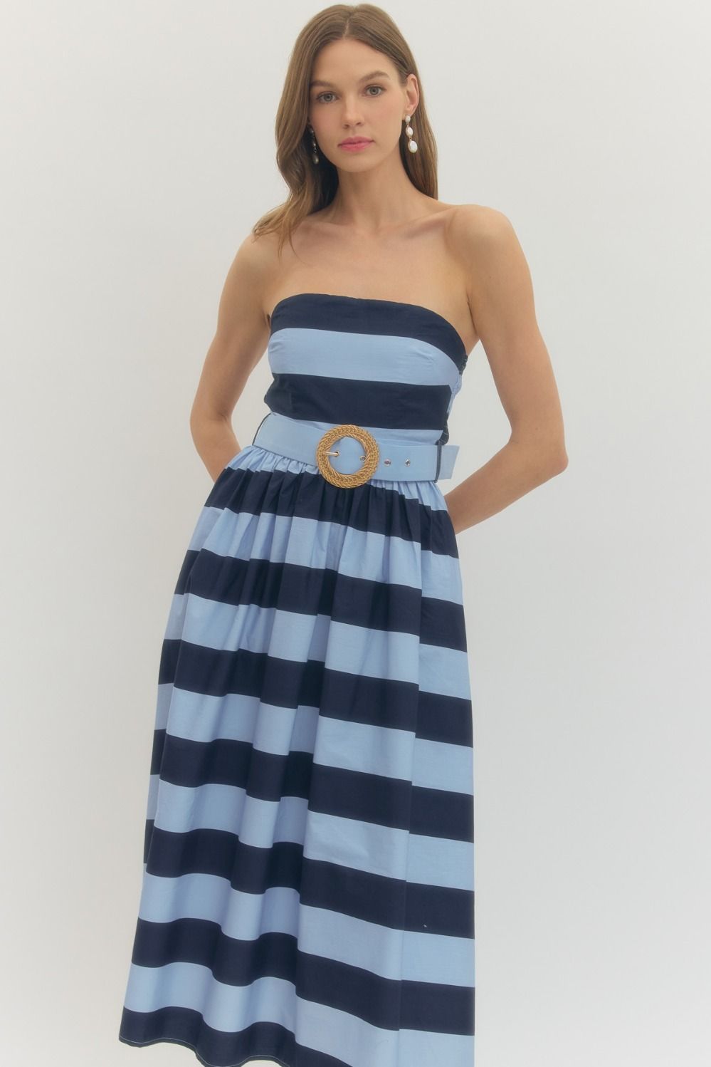 molly stripe midi dress
