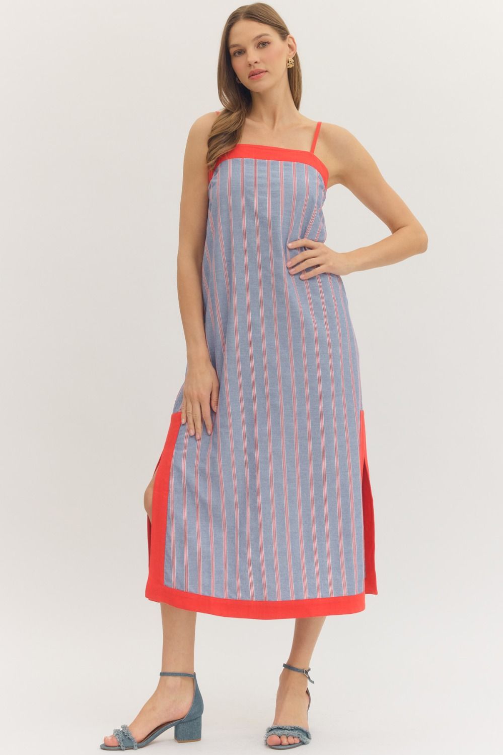 liberty striped midi dress