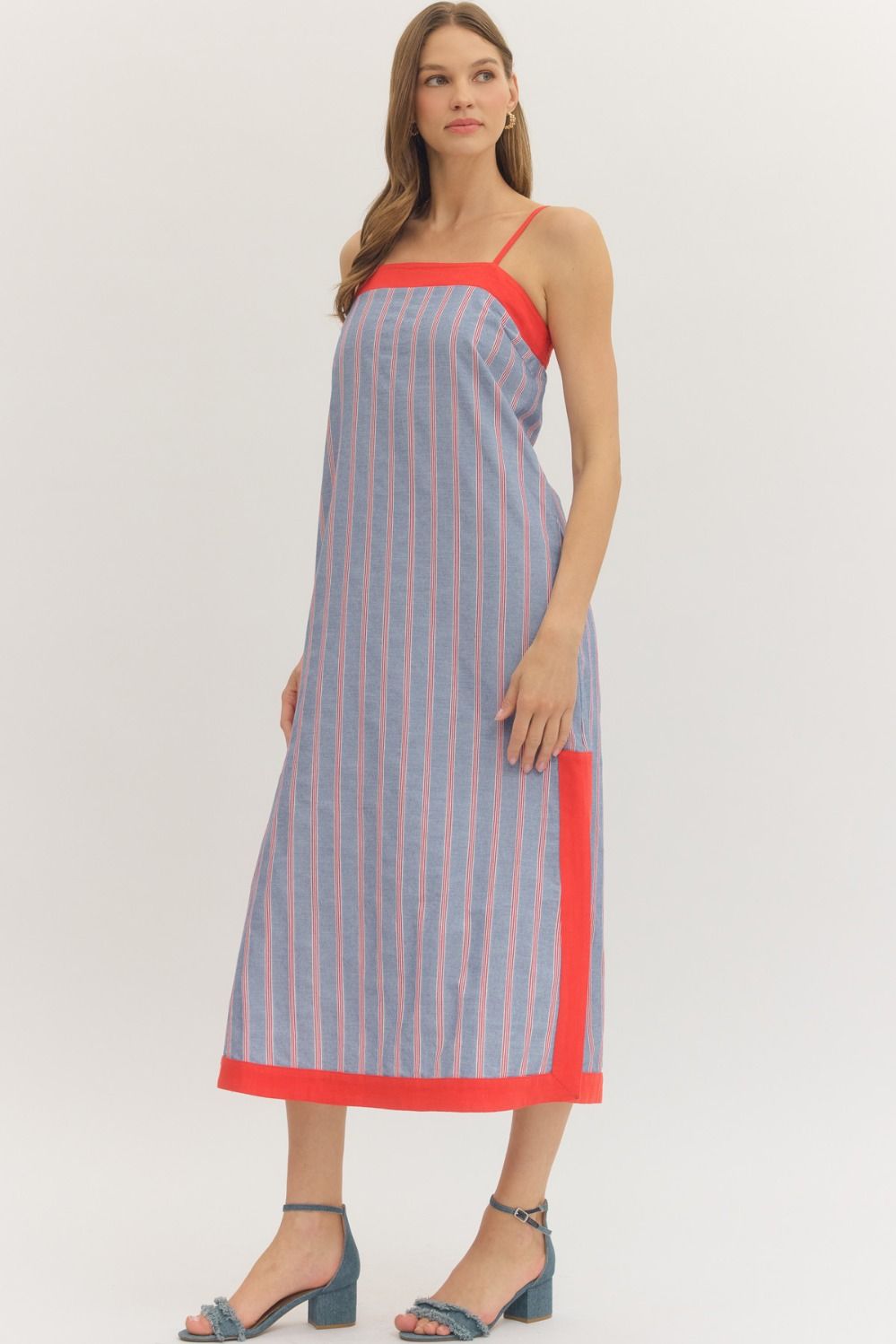 liberty striped midi dress