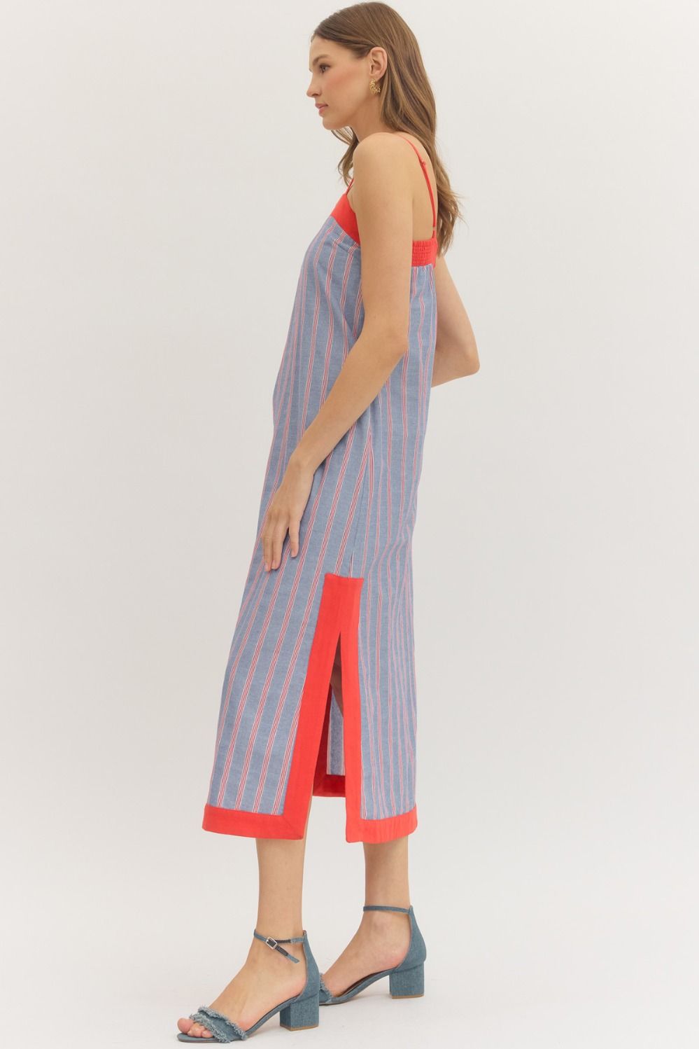 liberty striped midi dress